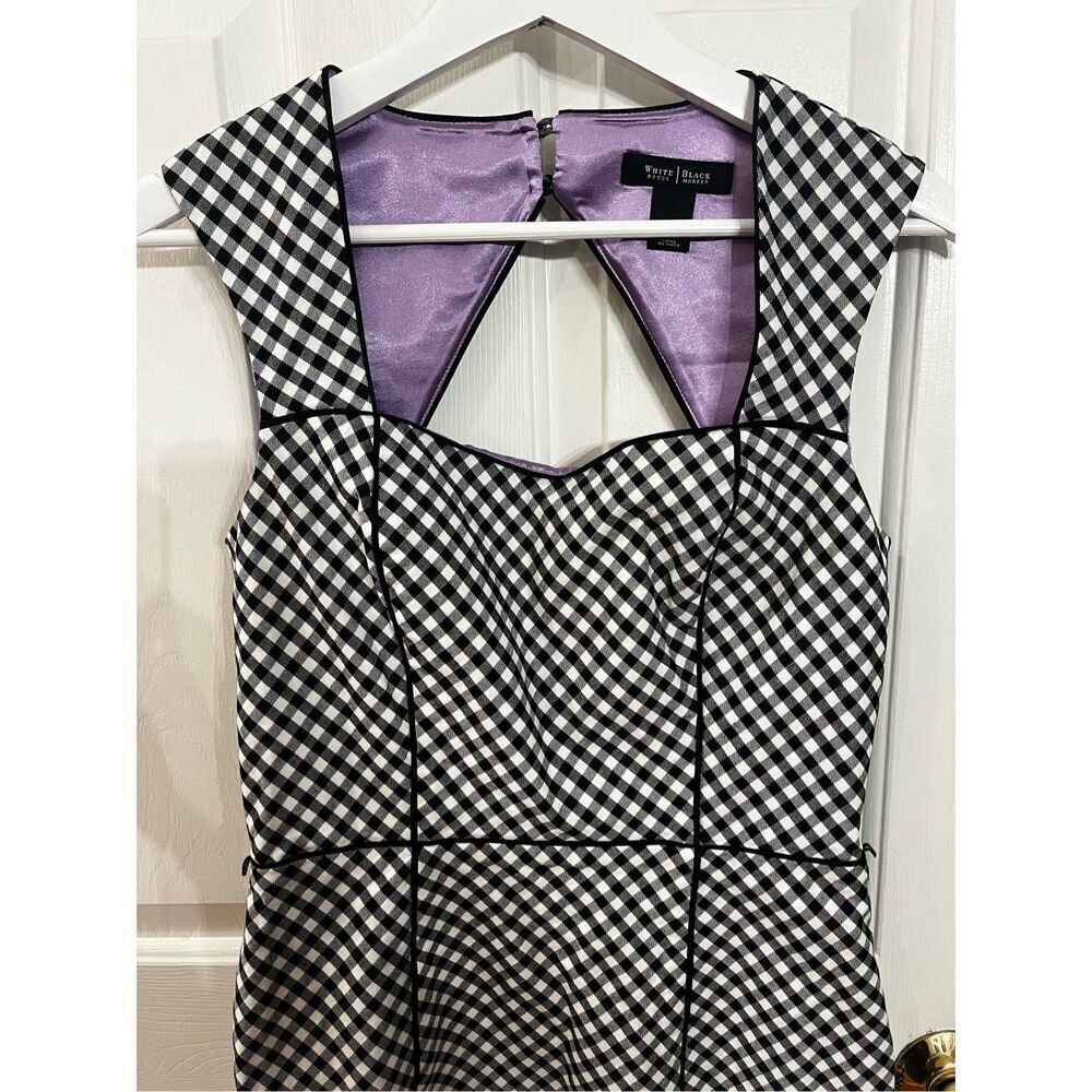 WHBM Black & White Gingham Open Back A-Line Dress sz 4 EUC